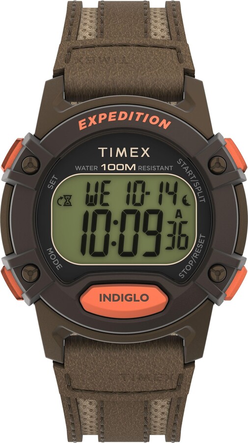 Timex Men's Expedition CAT5 41mm Watch - Brown Strap Digital Dial Brown Case