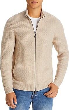 The Men's Store at Bloomingdale's Wool & Cashmere Textured Full Zip Mock  Neck Sweater - 100% Exclusive - ShopStyle
