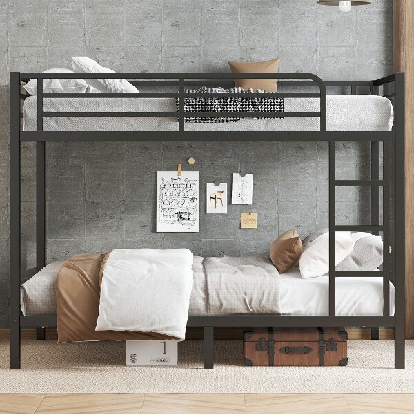RacxilyMetalFullSizeBunkBedforTeensandAdults,Space-Saving/NoiseReduced/NoBoxSpringNeeded,Black