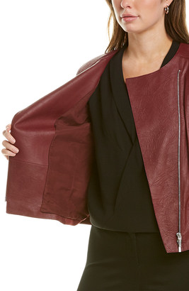 Lafayette 148 New York Trista Silk-Blend Lined Leather Jacket