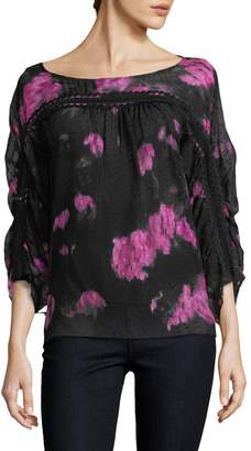 Tracy Reese Women's Shirred Floral Silk Blouse