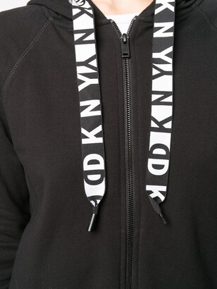 DKNY Logo Trim Zip Hoodie