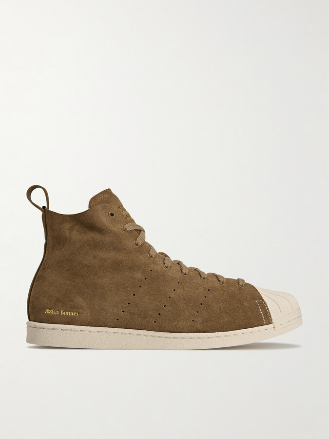 adidas + Wales Bonner Superstar Hi Perforated Suede Sneakers - Brown