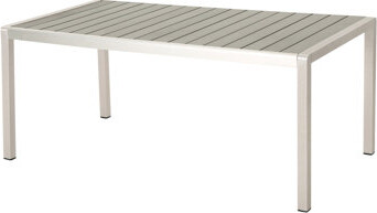 Ivy Bronx Modern Gray Outdoor Dining Table - Faux Wood & Aluminum Made Frame With Planking