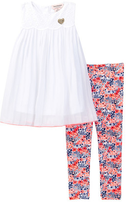 Juicy Couture Eyelet Top Tunic & Floral Print Legging Set (Toddler Girls)