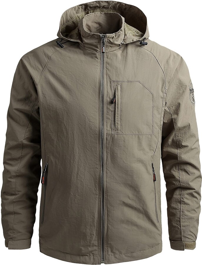 Generic Men's Casual Detachable Hooded Long Sleeve Zipper Pocket Thin Coat  Outdoor Jacket Hiking Waterproof Windbreaker Coats for Men - ShopStyle