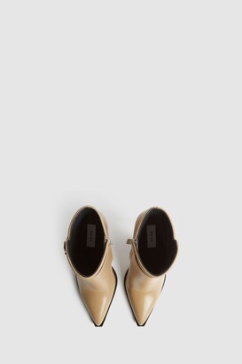 Reiss Taupe Ada Leather Ankle Boots - ShopStyle