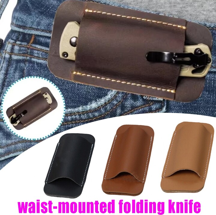 AliExpress Leather Folding Knife Case Outdoor Tactical Bag Flashlight Storage Waist Bag For Camping Hiking And Other Outdoors 1 Pcs