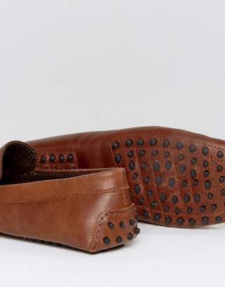 ASOS Design Driving Shoes In Brown Leather