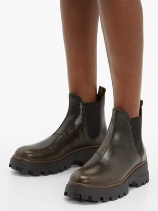 Miu Miu Crackled-leather Chelsea Boots - Womens - Dark Brown
