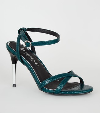 New Look Faux Snake Strappy Metal Stiletto Sandals