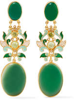 Thumbnail for your product : Papi Gold-plated And Enamel Multi-stone Earrings - Green