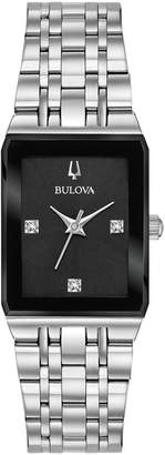 Bulova Quadra Silvertone Stainless Steel Diamond Bracelet Watch