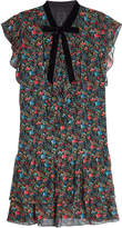 Thumbnail for your product : Anna Sui Printed Silk Dress with Velvet