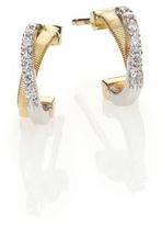 Thumbnail for your product : Marco Bicego Goa Diamond, 18K White & Yellow Gold Huggie Hoop Earrings