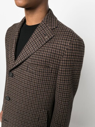 Tagliatore Single-Breasted Houndstooth Coat