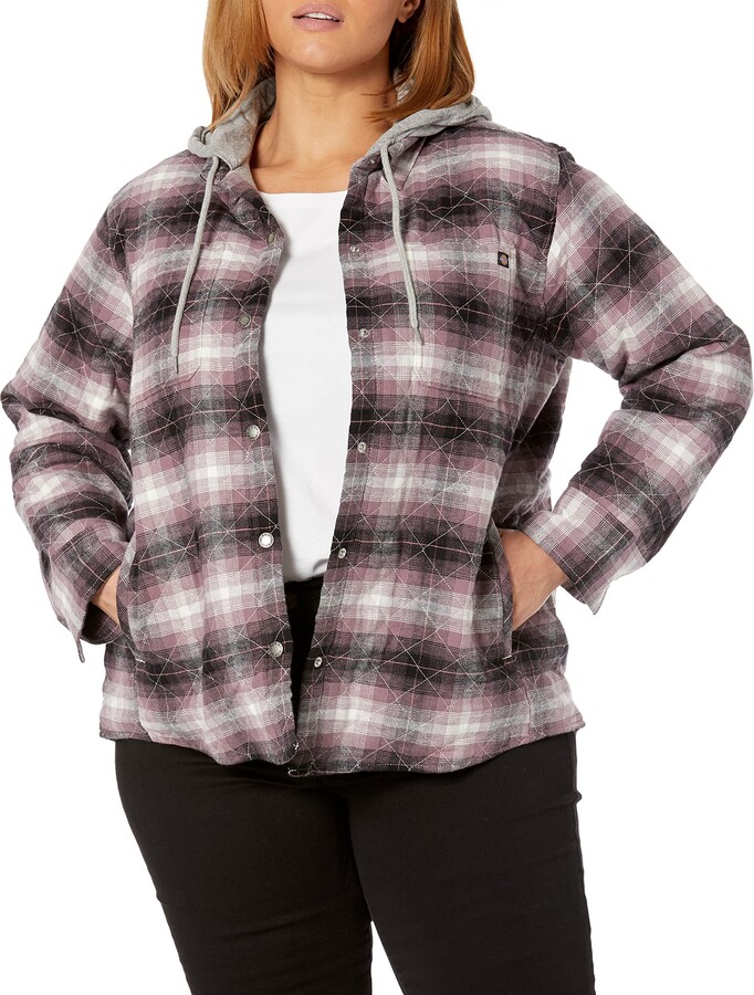 Dickies Size Women's Plus Flannel Hooded Shirt Jacket - ShopStyle