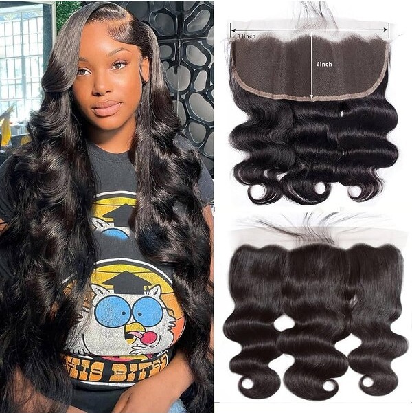 LabhairsBodyWave13*6TopSwissHDLaceClosure/FrontalwithCleanhairlineCleanBleachedKnots