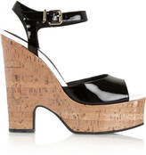 Thumbnail for your product : Fendi Patent-leather And Glossed-cork Platform Sandals