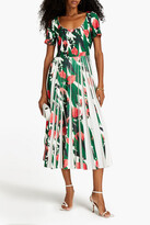 Thumbnail for your product : Carolina Herrera Pleated floral-print knitted midi dress