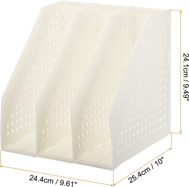 Unique Bargains Collapsible Magazine File Holder, 3 Compartment Desktop
