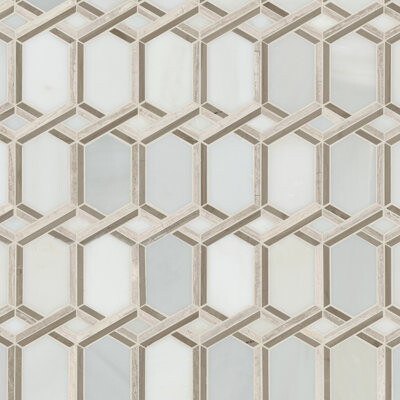 Ackland Crown Lattice Geometric 12 in. x 13 in. Polished Marble Mosaic Floor and Wall Tile