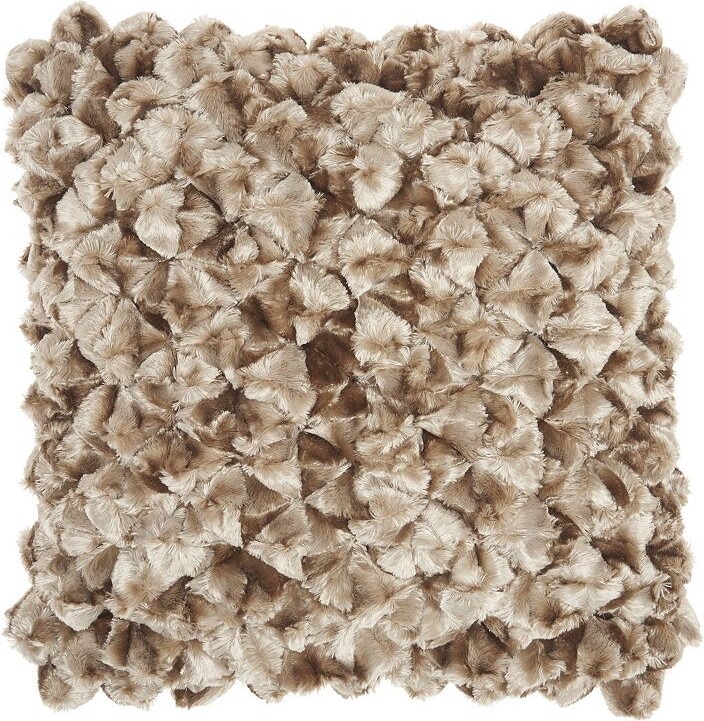 Velvet Shimmer Poms Silver Throw Pillow