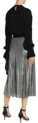 Maje Pleated Sequined Tulle Midi Skirt
