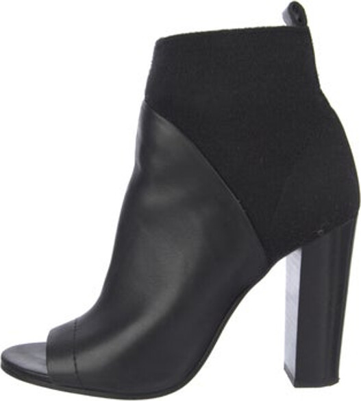 Vince Leather Ankle Chelsea Boots Black Peep-Toes Unfortunately, due to restrictions, this item may not be eligible for shipping in all areas.