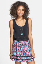 Thumbnail for your product : Lily White Ribbon Trim Floral Print Skirt (Juniors)