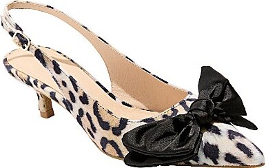 Jack Rogers Debra Leopard Print Bow Slingback Kitten Heel Pumps
