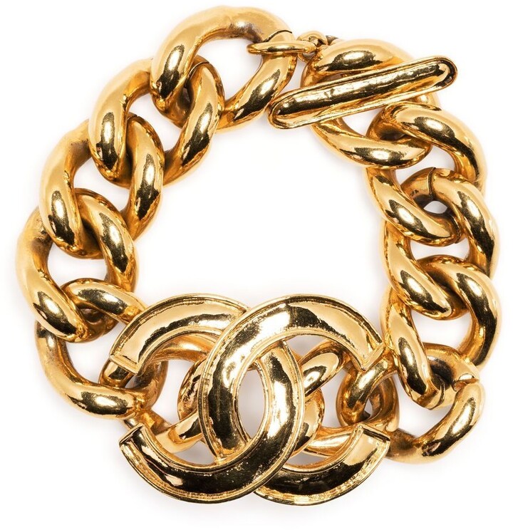 Buy Vintage 1995 CHANEL Double Leather Chain Cuff Bracelet Online in India  - Etsy