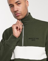 Thumbnail for your product : Topman Big & Tall sweat with half zip in khaki & white stripe