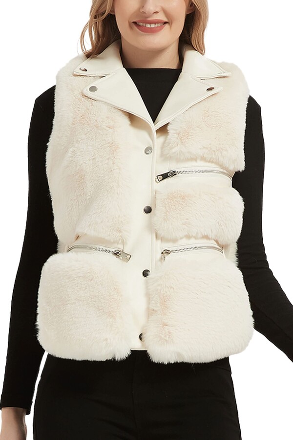 white furry vest