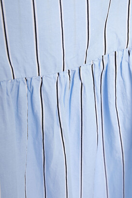 Frame Gemma Asymmetric Striped Cotton And Hemp-blend Dress