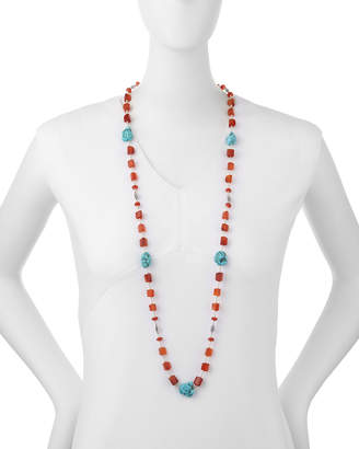 Stephen Dweck Long Turquoise-Station Beaded Necklace, 42"L