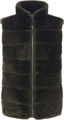 Gorski Shearling Lamb Zip Vest with Quilted Back