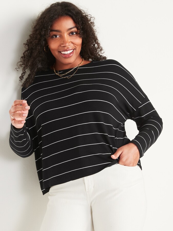 plus size black and white striped shirt