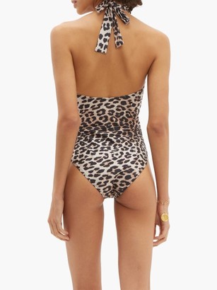 Ganni Halterneck Leopard-print Swimsuit - Leopard