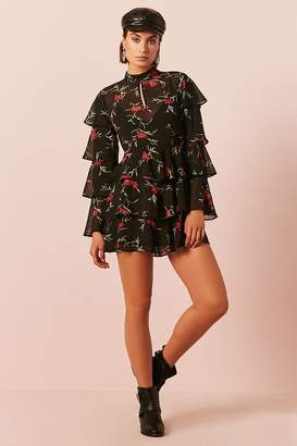 Forever 21 Semi-Sheer Floral Tiered Flounce Dress