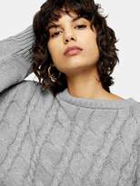 Thumbnail for your product : Topshop Super Crop Cable Knit Jumper - Grey