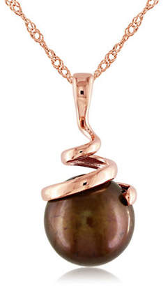 HBC CONCERTO 8-8.5MM Brown Round Cultured Freshwater Pearl and 14K Rose Gold Swirl Necklace