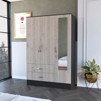 Latitude Run 2-Drawer Small Armoire with Mirror Door