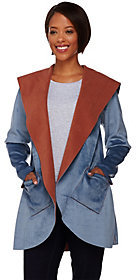 LOGO by Lori Goldstein Reversible Fleece Jacket with Hood
