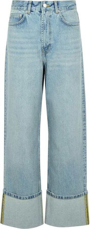 Moschino Wide Leg Turn-Up Jeans