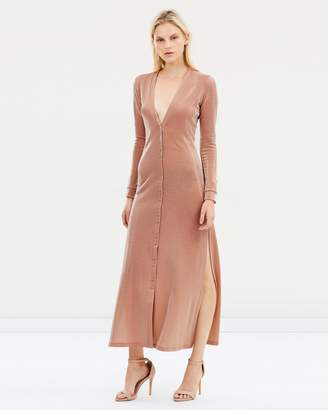 Long Sleeve Side Split Knit Dress