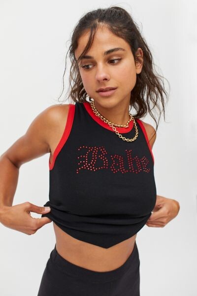 Urban Outfitters Babe Diamante Tie-Back Tank Top - ShopStyle