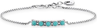 Thomas Sabo Women-Bracelet 925 Sterling silver white Diamond simulated Turquoise Length from 16 to 19 cm D_A0015-357-17-L19v