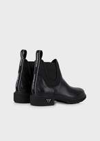 Thumbnail for your product : Emporio Armani Leather Booties With Elastic Inserts
