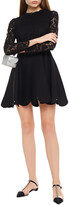 Thumbnail for your product : Valentino Flared Corded Lace And Wool And Silk-blend Crepe Mini Dress